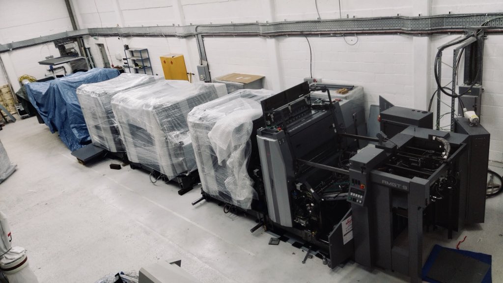 fontainlondon's tweet photo. The new #press is taking shape and thanks to @ApexDigitalUK for working through the weekend to get it up and running so soon...

#Ryobi #London #Lithographic #LED #UV #SRA1 #print #printing https://t.co/uz6xCA36zm