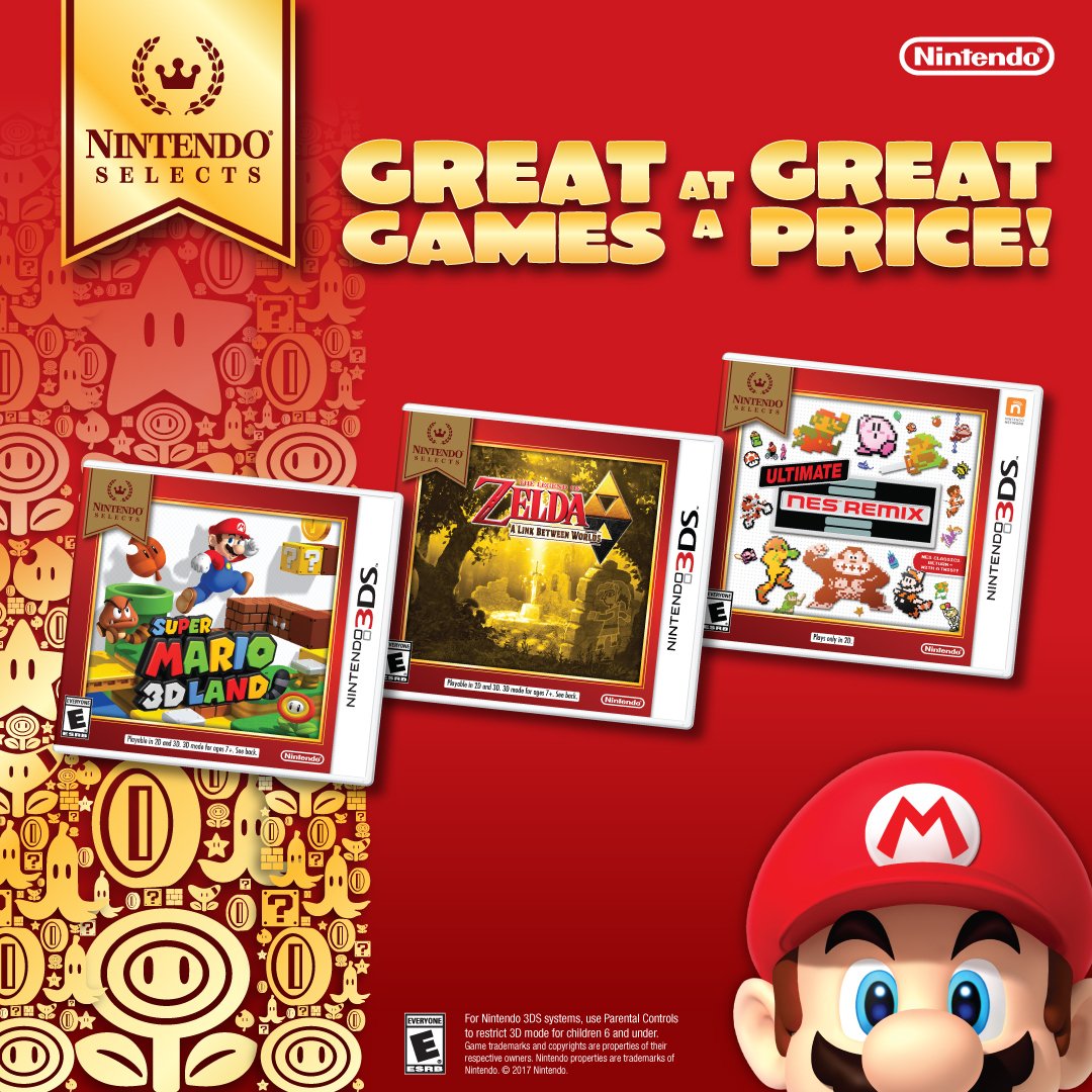 Biprodukt Inca Empire bemærkede ikke Nintendo of America on Twitter: "Your essential Nintendo #3DS game  collection starts with amazing deals on games like Super Mario 3D Land and  The Legend of Zelda: A Link Between Worlds for