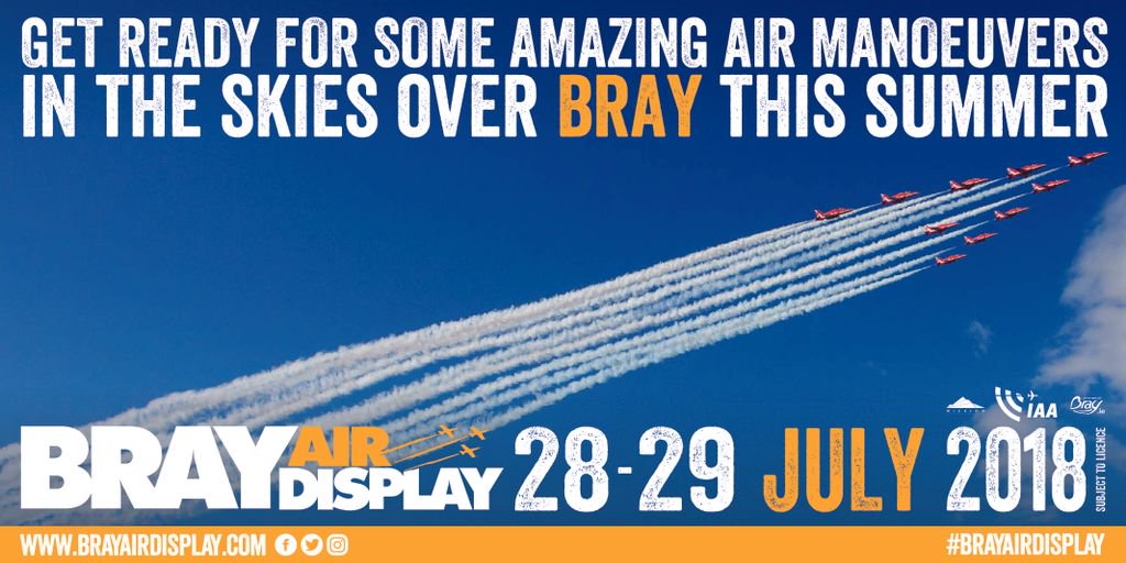 BrayAirShow's tweet photo. NEWS: The #BrayAirDisplay returns July 28 &amp; 29 2018 so get ready for some amazing air manoeuvers in the skies over #Bray this summer! Our first round of acts for the 2018 festival will be announced shortly! https://t.co/ggYun7eBpD