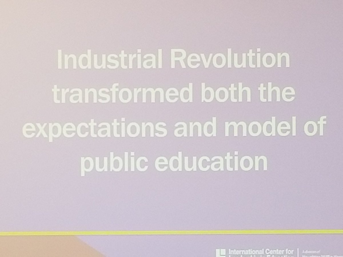 DanCoxPhD's tweet photo. The 2nd Industrial Revolution doubled down on Time and Specialization. We're now in the 4th Industrial Revolution. Are our schools keeping up? #NCE18 #CCEdFuture https://t.co/IWfOcVXUgt