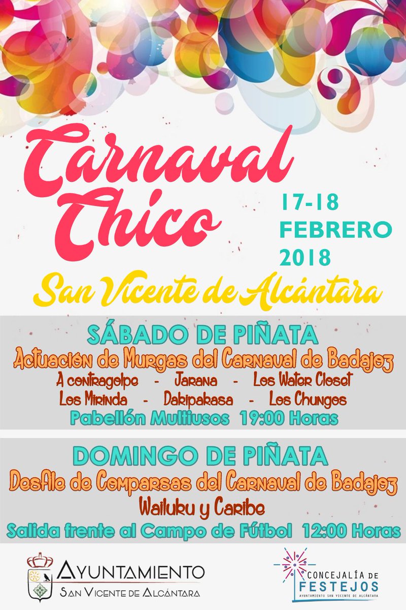 Murga Los Chungos (@murgaloschungos) on Twitter photo Mañana Sábado estaremos en San Vicente de Alcántara en el #CarnavalChico actuando junto a <a href="/loswatercloset/">Murga Los Water Closet</a> , <a href="/Dakipakasa/">Murga Dakipakasa</a> , <a href="/murgaJarana/">Murga Jarana</a> , <a href="/LOSMIRNDA/">Murga Los Mirinda</a> y <a href="/A_ContraGolpe/">Murga A ContraGolpe</a>
#LasEmpoderadas Mañana Sábado estaremos en San Vicente de Alcántara en el #CarnavalChico actuando junto a <a href="/loswatercloset/">Murga Los Water Closet</a> , <a href="/Dakipakasa/">Murga Dakipakasa</a> , <a href="/murgaJarana/">Murga Jarana</a> , <a href="/LOSMIRNDA/">Murga Los Mirinda</a> y <a href="/A_ContraGolpe/">Murga A ContraGolpe</a>
#LasEmpoderadas