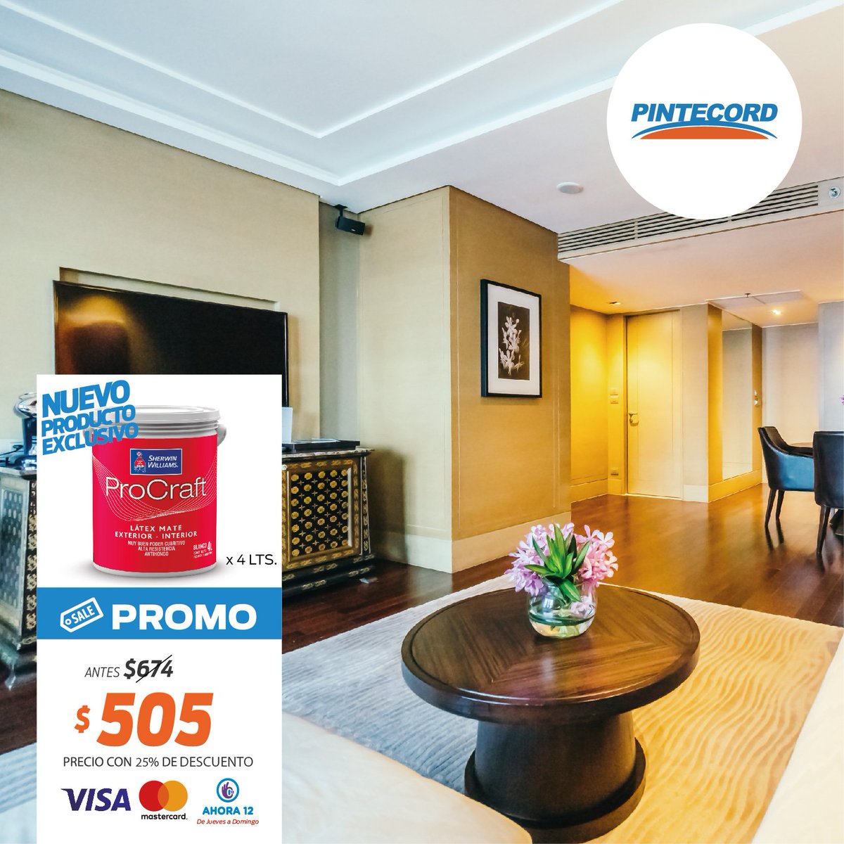 Nuevo latex exterior e interior blanco Procraft de Sherwin-Williams Argentina.
Encontralo exclusivamente en cualquiera de las 33 sucursales de Pintecord.😱