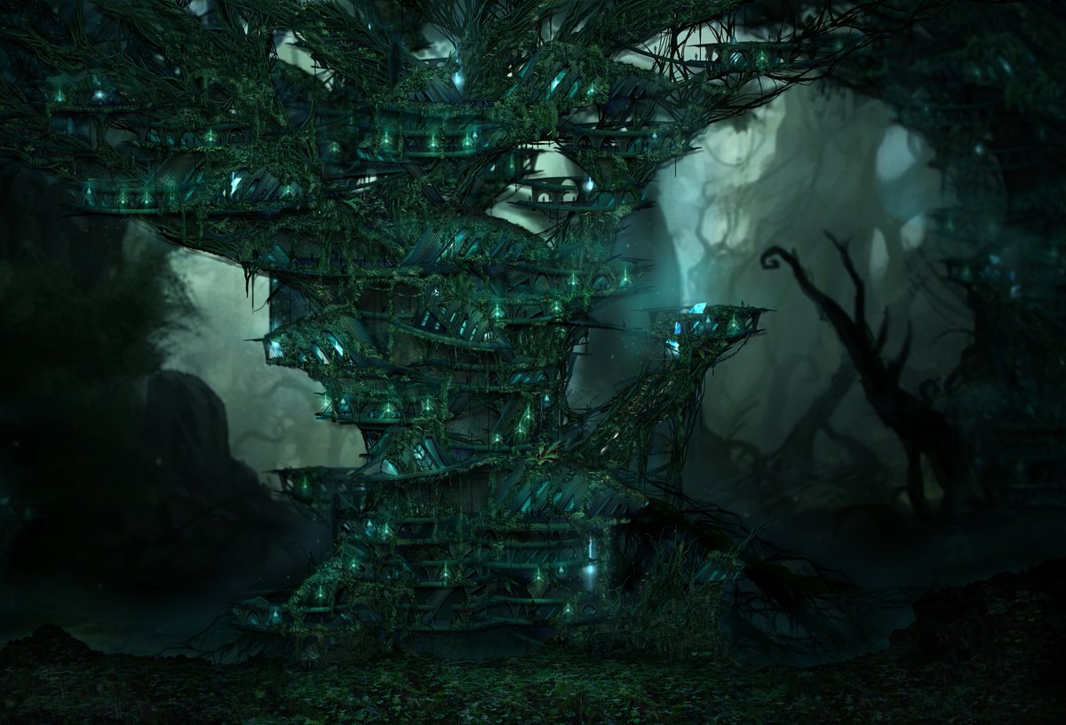 Fahran79's tweet photo. #Treesecrets ... Kareems @mediamolecule methods of rapid duplication/shape spinning for tree creation has me itching to remake my digital art in Dreams. The picture below was made in 3 hours by making 1 branch and 1 hut then duplicate/flip/mod, should translate well to #DreamsPS4 https://t.co/5NBRWHfCi6