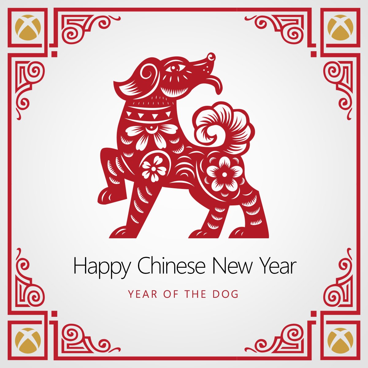 Xbox's tweet image. To good health, good fortune, and very good dogs. #ChineseNewYear