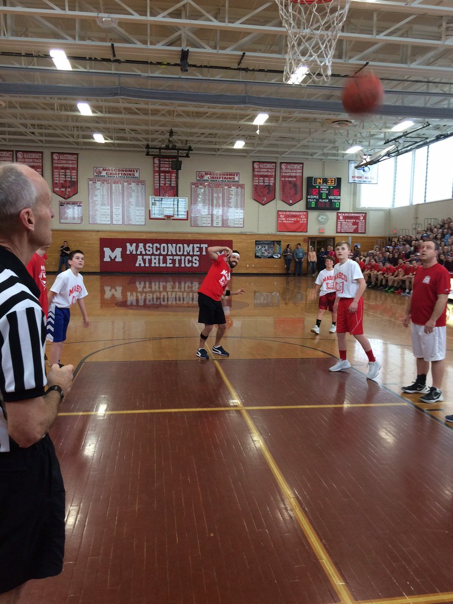Masco_Principal's tweet photo. The annual basketball game is always a great start to winter break! Closest game ever! Students led the entire game until teachers took the lead with 18 seconds to go for the win. https://t.co/HnxBcjh5Id