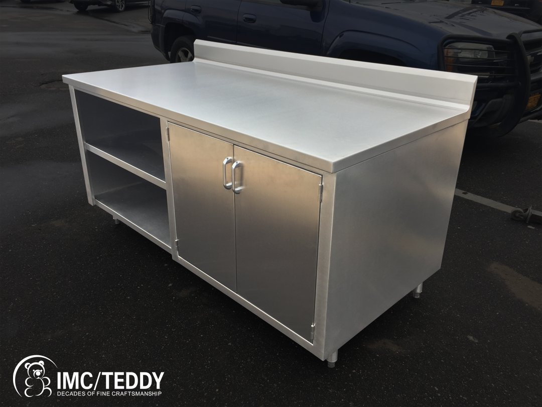 IMCTeddy's tweet photo. Custom Base Cabinet w/ Hinged Doors, 5" Backsplash, Extra Storage Unit (Open Front) with Shelf on Bullet Feet
#imcteddy #foodservice #foodserviceequipment #restaurantequipment #restaurants #basecabinet #cabinet #stainlesssteel #manufacturing #engineering #polishing #welding https://t.co/KvRrgw6gxD