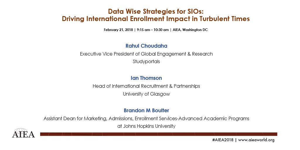 RahulChoudaha's tweet image. Look forward to presenting at #AIEA2018 on Data Wise Int'l Enrollment Strategies for Senior Internatinal Officers 
aieaworld.org/2018-conferenc…
@AIEAWorld #HigherEd #InternationalStudents #Intled #globaled
