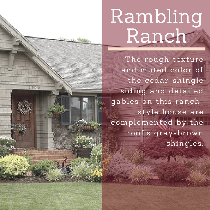 NeGutters's tweet image. Gently sloping roofs on ranch houses make the rooftop less noticeable. It's smart to choose a color and material that blend for this style!