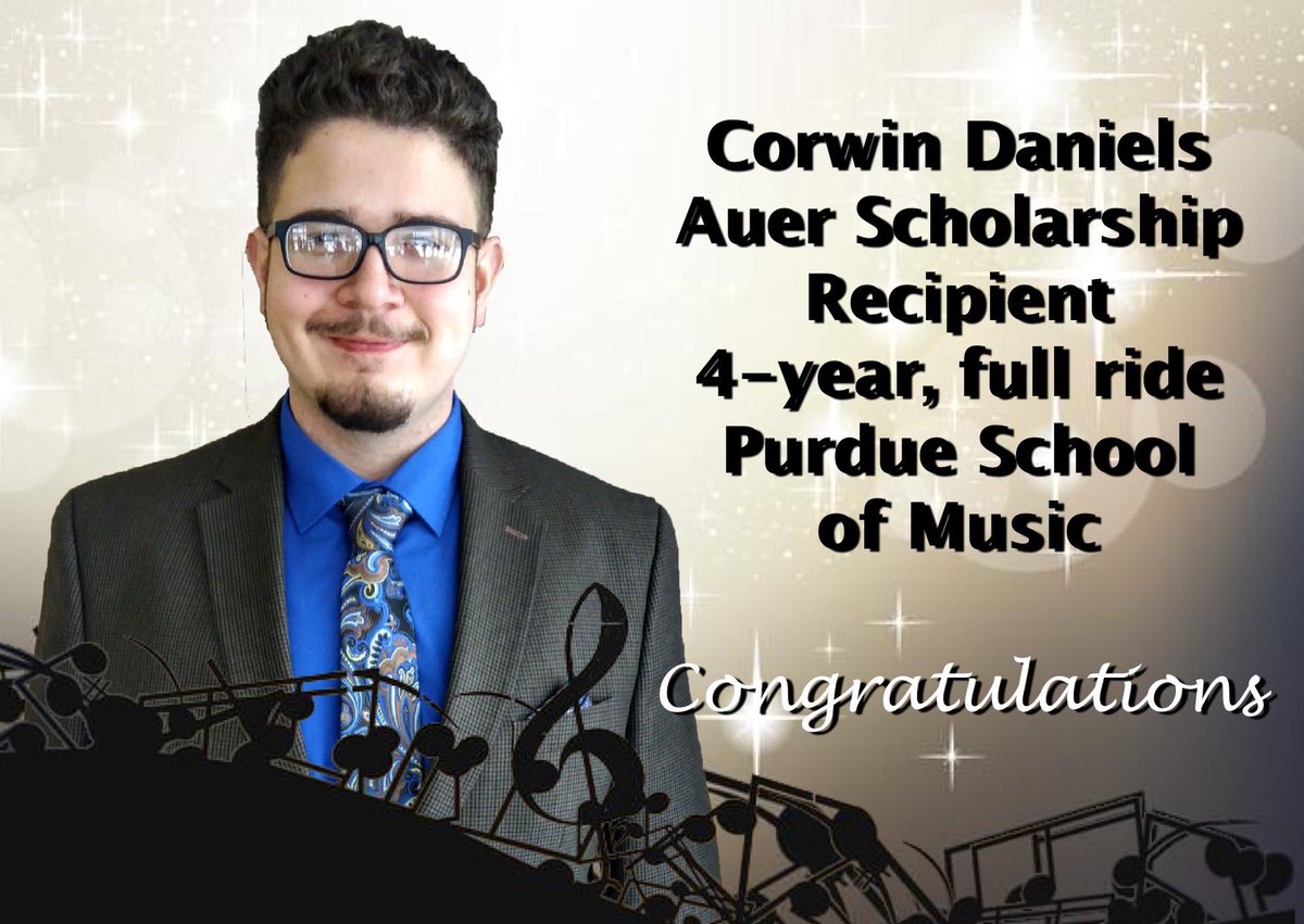 MCSCSchools's tweet image. Congratulations Corwin Daniels @mississinewa_hs for being selected for the Auer Music Scholarship at Purdue University!  MCS is proud of you! #talentedstudents
