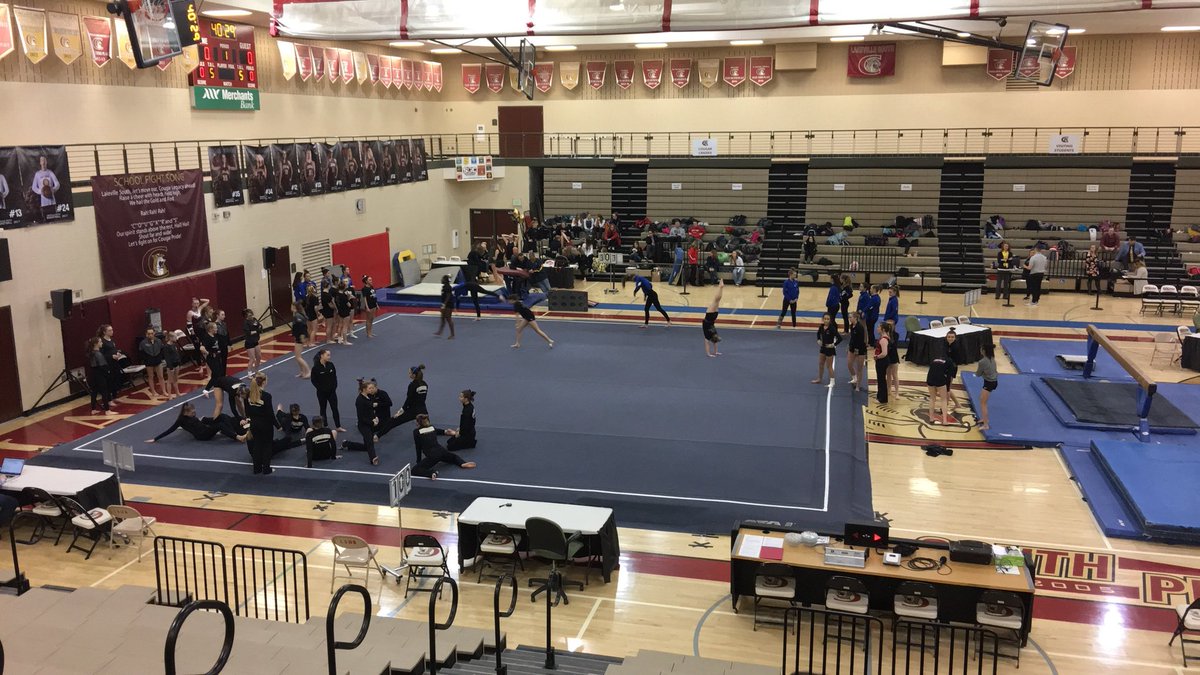 good luck at sections laker gymnast warm ups beginning soon!