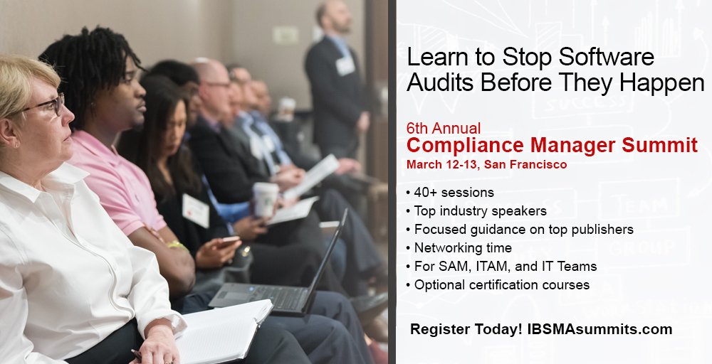 Compliance_MS's tweet photo. Make better educated decisions on licensing and managing your organization’s software investments! Join us at the Compliance Manager Summit. Registration at https://t.co/GMKvWgByf6 #SAM #IT #ITAM https://t.co/e7vqp2fnVK