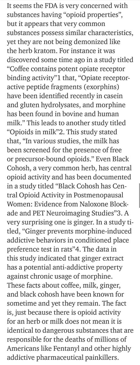 NuckChorris16's tweet photo. Other common substances having "opioid-like" effects seem to have eluded the @US_FDA for much longer than even #kratom, which had been used in the US for 30 years with no notice by the @DEAHQ. https://t.co/3UtybGFObr