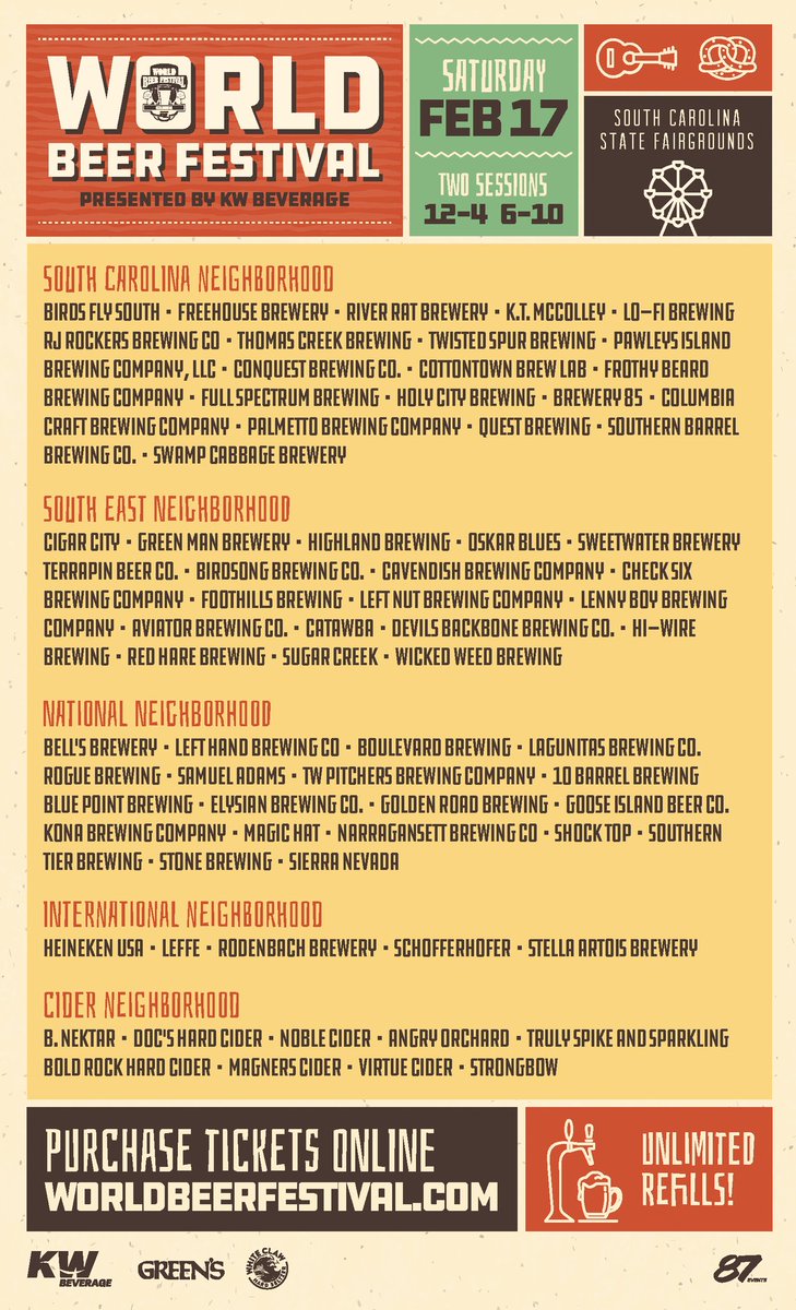 wxry's tweet image. Here comes the neighborhood! #WorldBeerFestivalColumbia moves in at the State Fairgrounds THIS WEEKEND and there's still time to get the tickets that will quench your thirst for an epic weekend! Tune in for #VarholyandtheClass in just 30 minutes to #LearnMoreAtFour! @kw_beverage