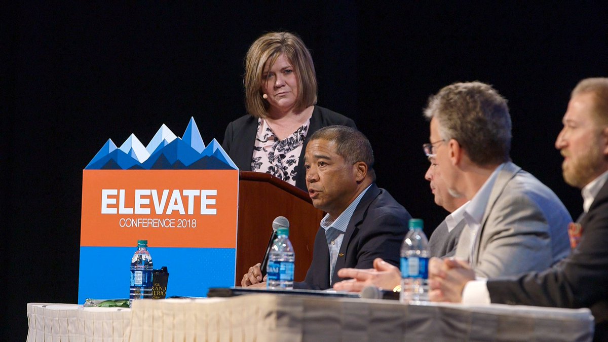 ContrConnection's tweet image. Contractor Connection Global President Larry Thomas (center) this week joined a panel of industry experts, including @xactware President Mike Fulton, at Elevate Conference 2018, addressing trends and issues facing the property insurance and restoration industry.