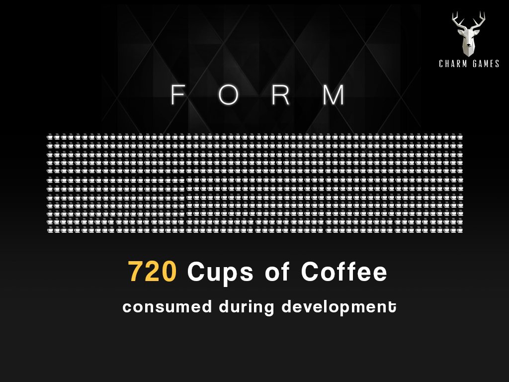 CharmGames's tweet photo. 720 coffees were consumed during the making of FORM... We stayed up until 2am some nights, don't judge #FORMvr #indiedev #makingofFORM https://t.co/3b1svlCXKc