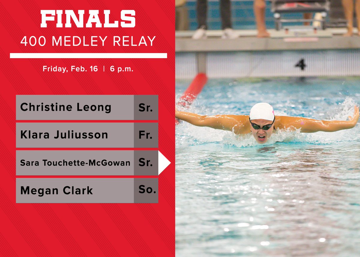 GoNUwswimdive's tweet photo. Closing out day three with the 400 medley relay!

#GoNU https://t.co/7Zw7eSLJeP