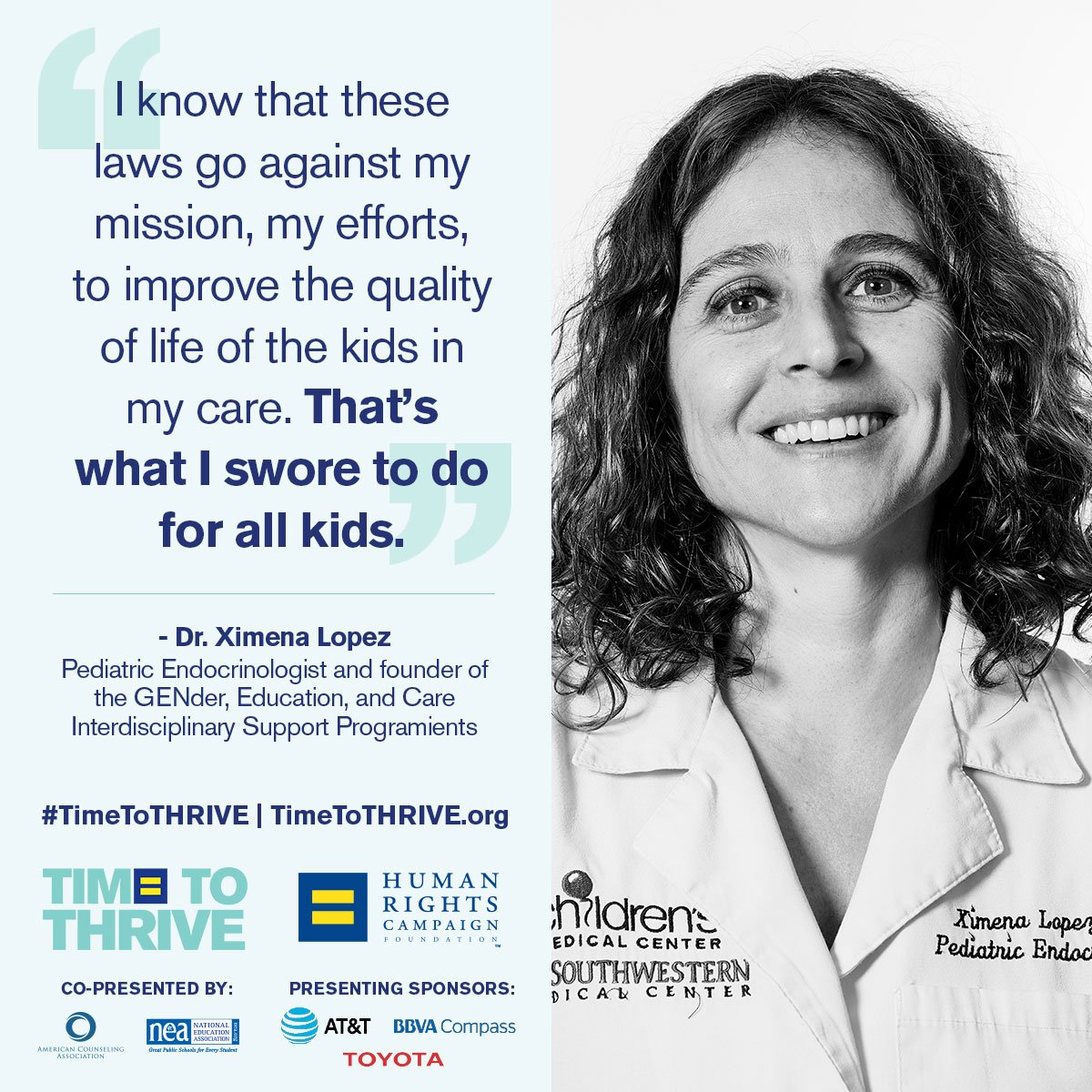 Dr. Ximena Lopez accepts HRC's Time to THRIVE Upstander Award