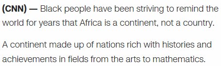 HendoNews's tweet photo. Your typical CNN drivel. Ironically, in addition to being lapped up by the ignorant, all spouting nonsense such as this does is patronise Africans. #CNNisBiased https://t.co/wC3ZBXA6B3