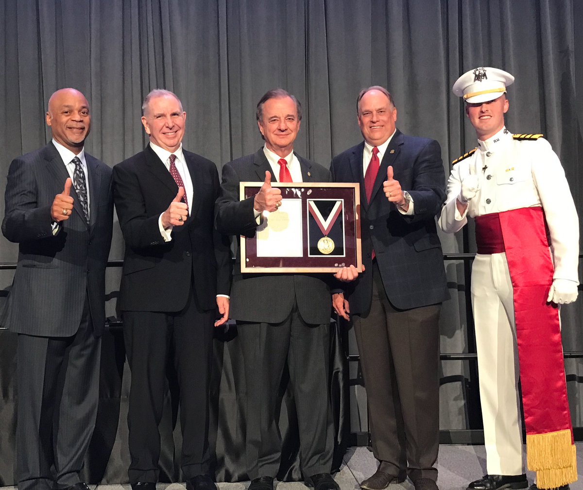 AggieNetwork's tweet photo. A leader since his student days, currently head of @TAMUsystem and @RebuildTXtoday, John S. Sharp ’72 learned tonight that he is a recipient of the 2018 Distinguished Alumnus Award. https://t.co/Km8PSW3zYw https://t.co/ZsfscPG1Az