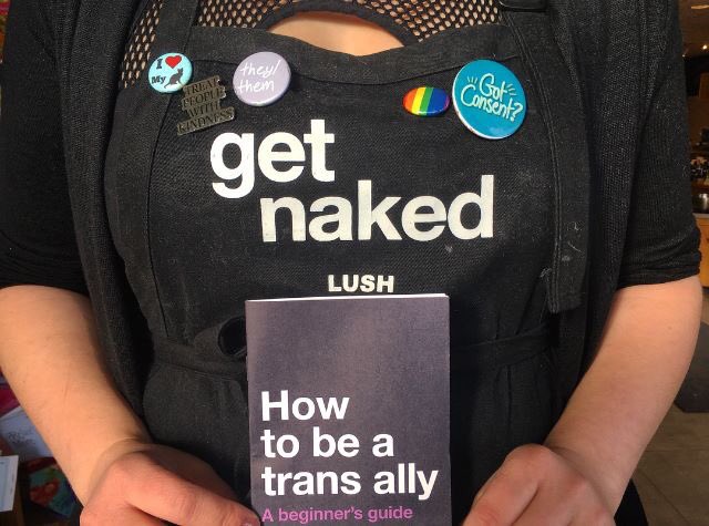 Welcome to our new campaign!Trans folx face a disproportionate amount of discrimination in healthcare, housing, &amp; employment. One easy way to be a great ally is to respect peoples pronouns! Come in to find out other ways to support our trans community. #TransRightsAreHumanRights