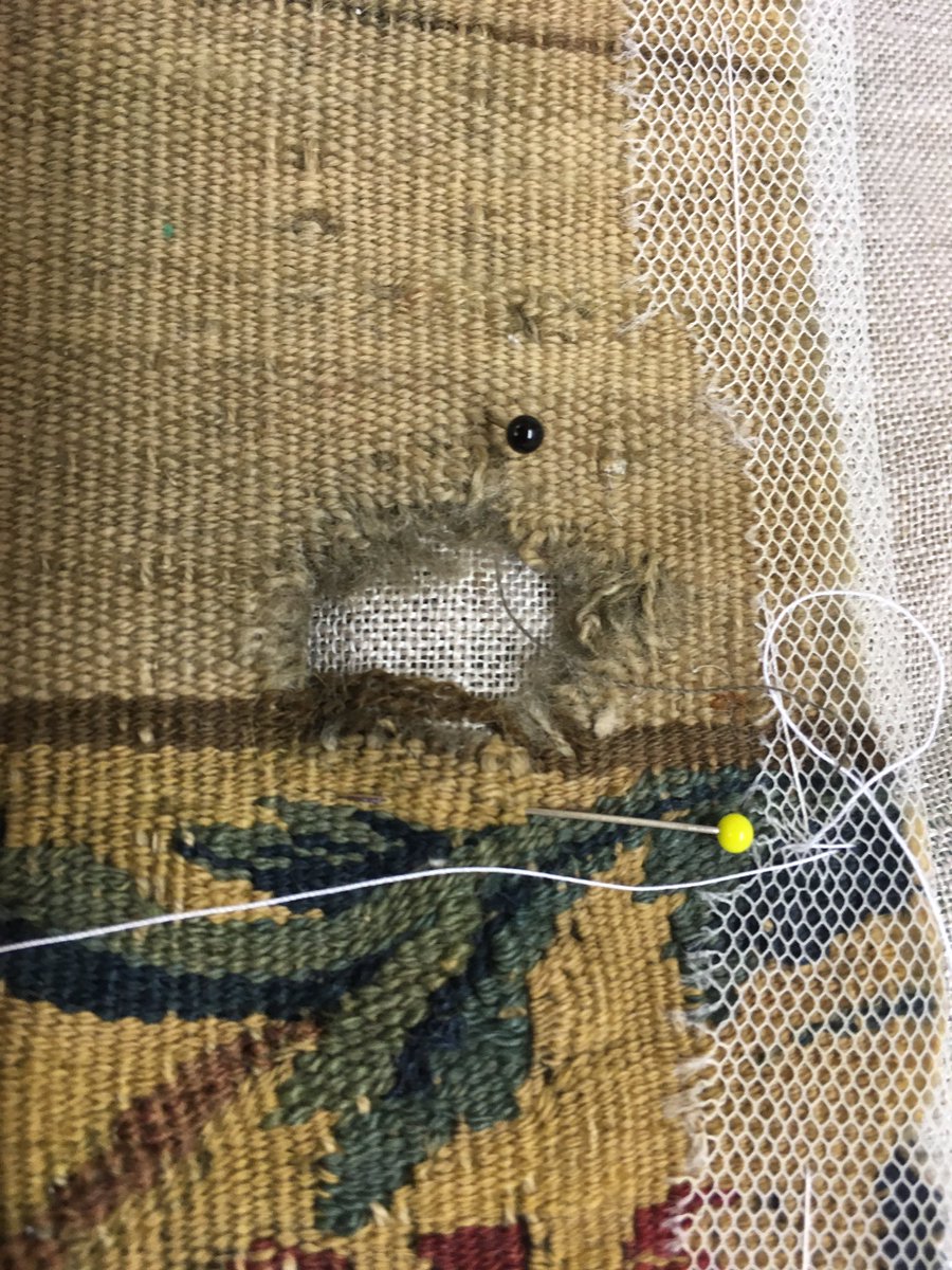 bowesconserves's tweet image. Before, during, after images of tapestry conservation #textileconservation @TheBowesMuseum