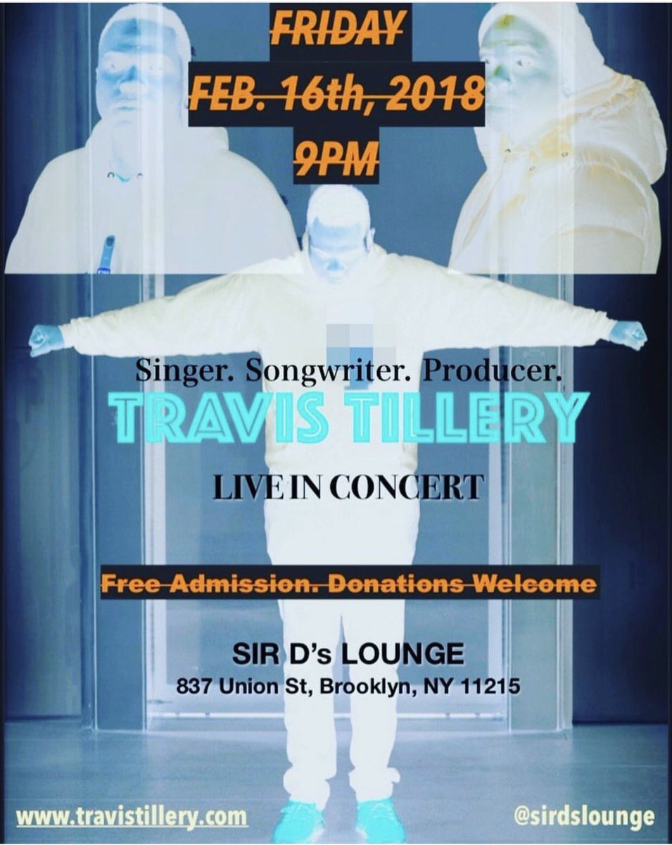 TONIGHT live music from singer songwriter Travis Tillery 9pm #sirdslounge #live #music #brooklyn #nyc