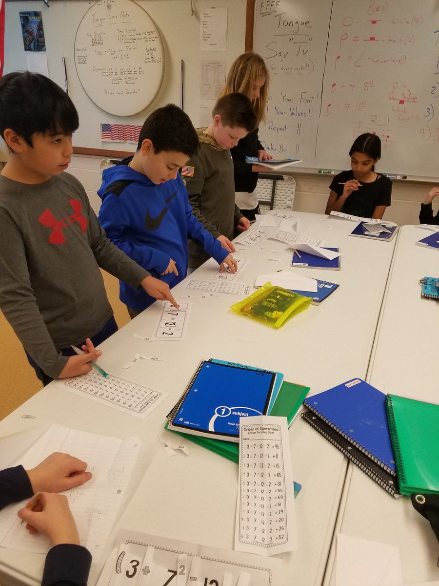 Mathematicians having fun today <a href="/D10Franzen/">E.H. Franzen School</a> - Fractions on number lines, fraction equivalence, and fun with exponents and order of operations! #d10learns