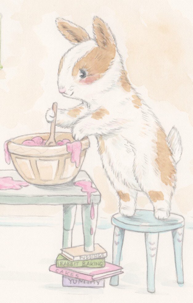 JoannaART's tweet photo. Thanks for all the likes and retweets for my baker Bun xx RT @JoannaART: #Colour_Collective A cake mix splash of  #BotoPink #bunny #bakeoff #illustration #illustrator https://t.co/veCMdiVUC0