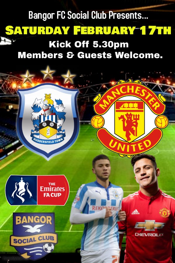 BFCSocialClub's tweet photo. LIVE FA Cup Football tomorrow at The Social Club.

We will be showing the game between Huddersfield Town &amp; Manchester United LIVE on the big screen.

During the game we will be running drink promotions behind the bar!

Members &amp; Guests Welcome. https://t.co/quea9OPSG1