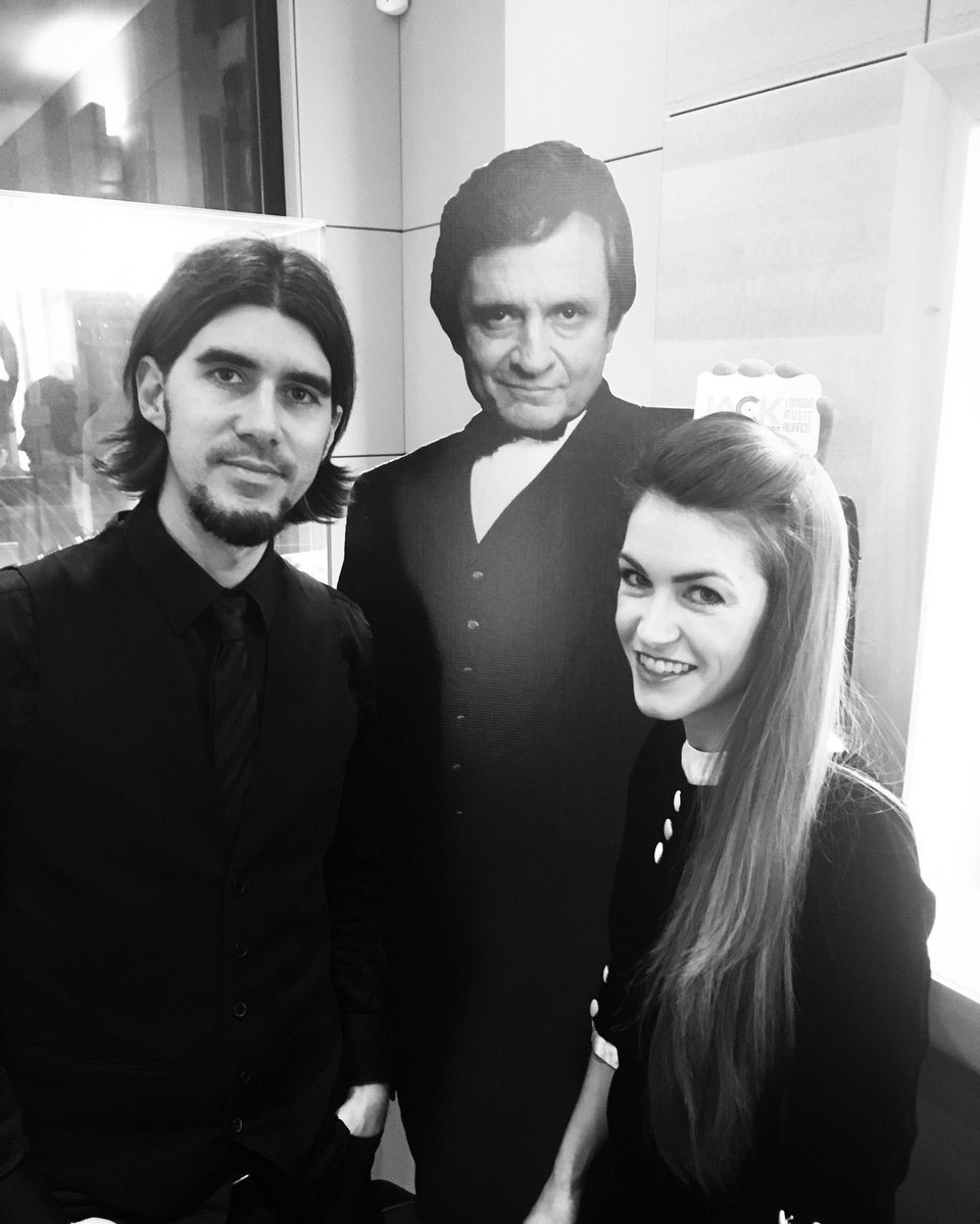 Because who doesn’t want a giant cardboard cutout of Johnny Cash? @JRLMALondon #johnnycash #themaninblack #upcomingshow #EngagedInAFever