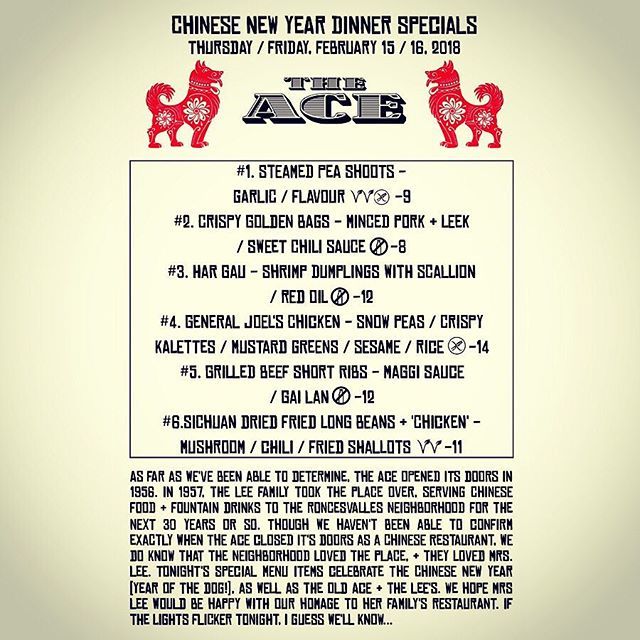 TheAceToronto's tweet photo. One last night tonight for our special #ChineseNewYear menu! We're also serving our regular menu. #chinese #chinesefood #theacetoronto #ace #toronto #torontolife #torontofood #torontofoodie #torontoeats #theace #theaceto #roncesvalles #food #instafood #i… https://t.co/wrnyCNCi0l https://t.co/sNQxsCMImC