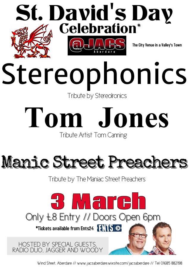Get those tickets now via ents24 #welsh #aberdare #livemusic #livemusicvenue #thecityvenueinavallystown <a href="/radiowoody1/">Chris Wood</a> <a href="/radiojagger/">Simon jagger</a> <a href="/Stereoironics/">Stereoironics</a> #stereophnicstribute #manicstreetpreacherstribute #tomjonestribute #StDavidsDay