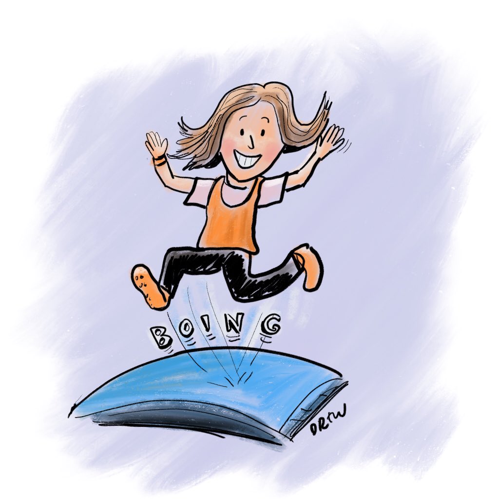 cartoonsidrew's tweet photo. Back from daughters trampolining party exhausted just watching them. Added a little #Botopink to this late #Colour_Collective piece https://t.co/6pEG6nwYSx