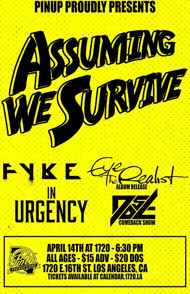 PinUpPresents's tweet photo. 4.7.18 @ 1720 (Los Angeles)
@awsmusic #fyke #eyeoftherealist @InUrgencyCA #dose 
6:30PM | All Ages
$20 at the door 
Get tickets now: https://t.co/YJfhCpw5sQ https://t.co/Lk3f29JLWA