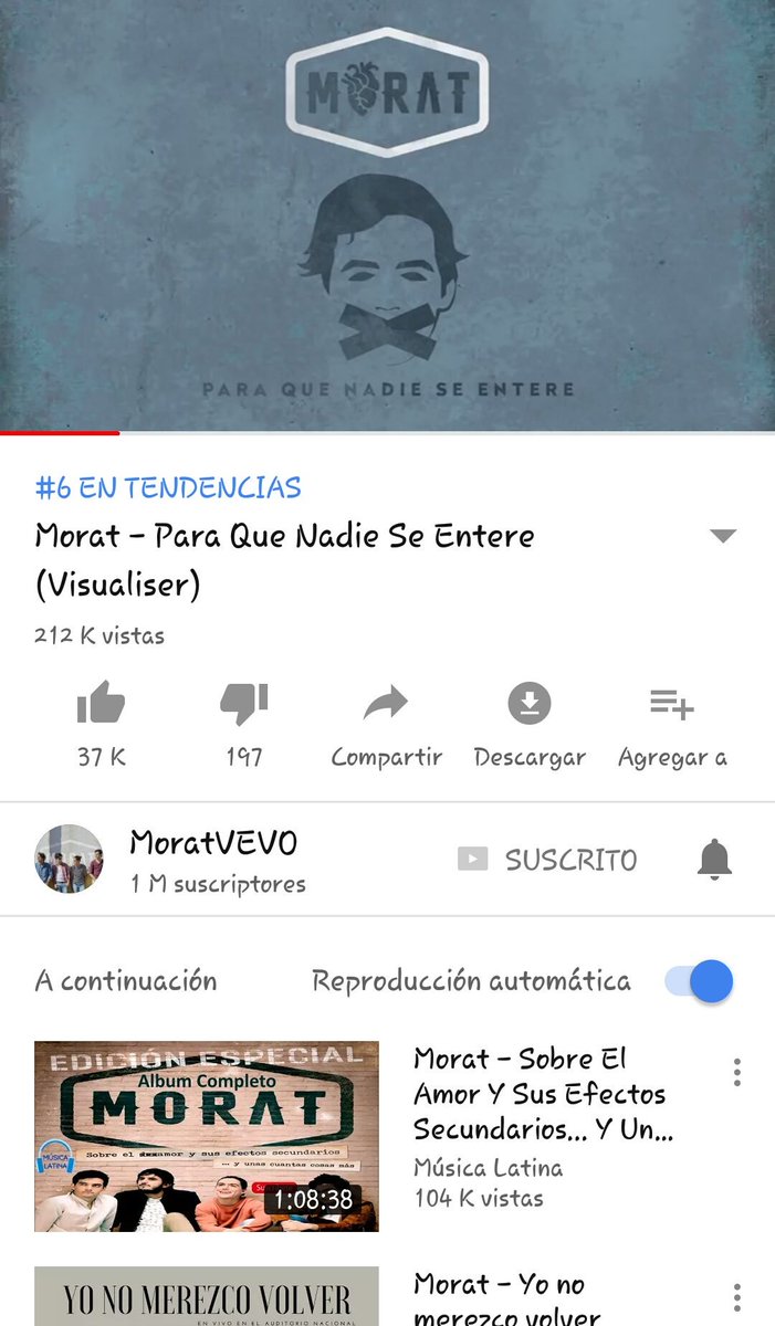 #ParaQueNadieSeEntere #6 en Tendencias de YouTube México @MoratBanda #Rolón 😍😍 #ComoTodos