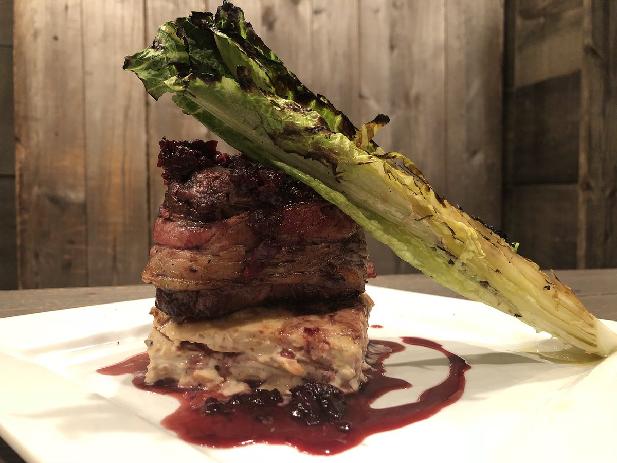 HBHGoodEatsCo's tweet photo. Our Chef Weekend Feature; 

bacon wrapped beef tenderloin, grilled romaine, sweet potato gratin and cherry gastrique... a tasty way to start your weekend! 

#cheffeatures #beeftenderloin #baconwrappedeverything #hbh #gastropub #weheartmainstreet #newmarket https://t.co/xNq1bkBW2X