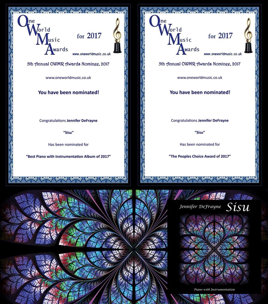 Great News! My album #Sisu has been nominated for "Best Piano with Instrumentation Album" &amp; "The People's Choice Award" for 2017 @OneWorldMusicUK !!
Vote for the People's Choice Award on this link: oneworldmusic.co.uk/voting-peoples… 
#honored #thankful #grateful #pianomusic #upliftingmusic