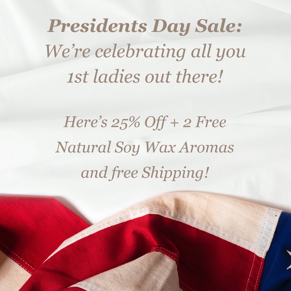 25% Off, 2 Free Pure Essential Oils Candles and Free shipping! 

Use promo code 'pres25' at checkout.
solorganix.com

#presidentsday #presidentsdayoffers #allthefirstladies #organiccotton