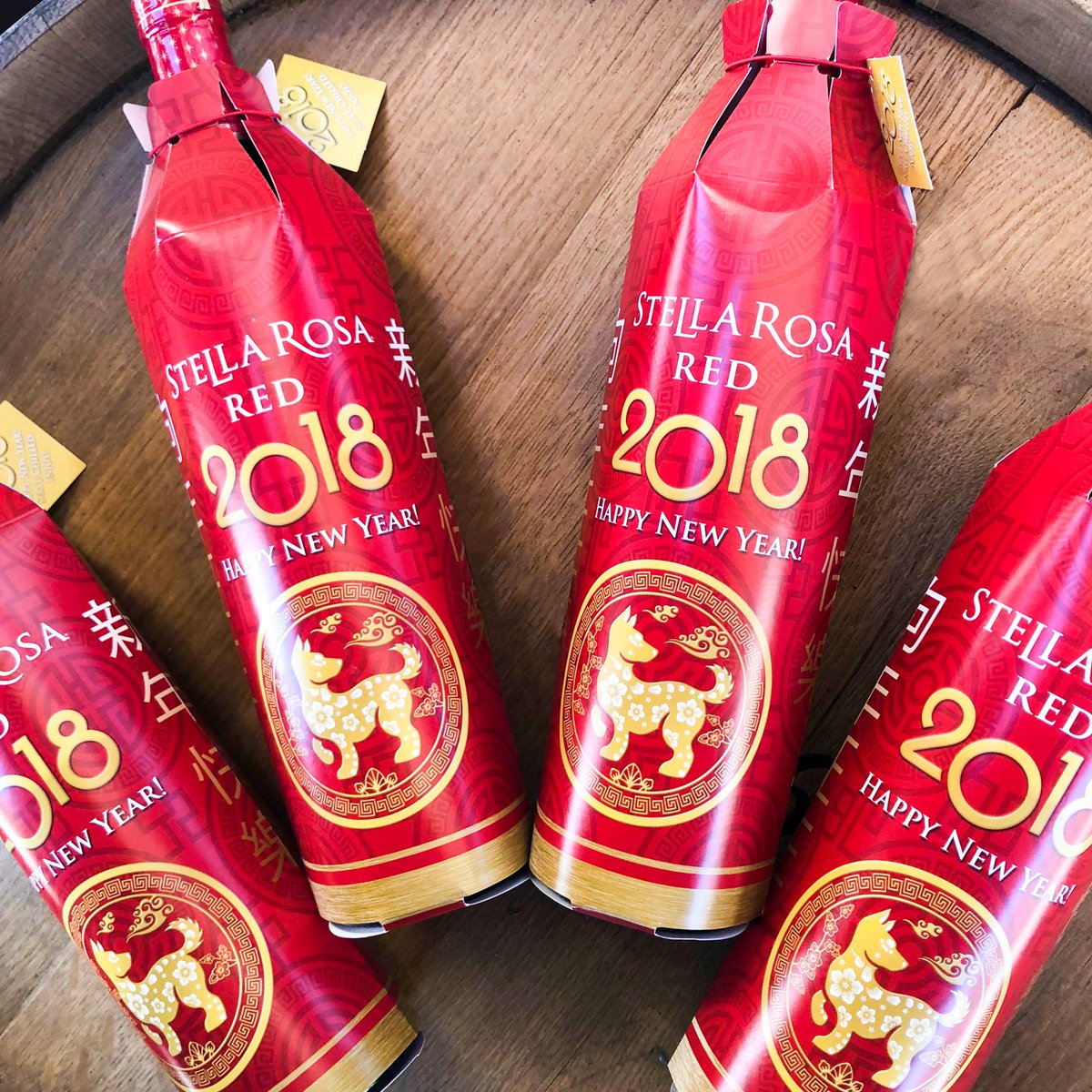 Happy Lunar New Year from #SanAntonioWineryOntario. We’re #stellabrating the #yearofthedog with special sleeves for your #wine. Get them at our #winery and add some custom artwork to your evening. #LunarNewYear