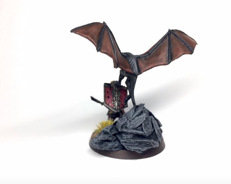 TheMiniNetwork1's tweet image. WAR BAT OF GUNDABAD 🦇                 📸Credit: Püppchen Painter                   #hobbit #botfa #azogslegion #paintingwarhammer