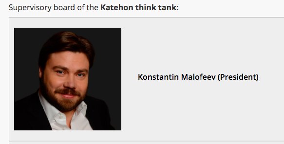 16. Dugin's projects and publications (in Russian and English) like Katehon and “Orthodox TV channel” Tsargrad are sponsored by Russian right-wing nationalist Konstantin Malofeev, the founder of Marshall Capital, one of the leading Russian investment groups.