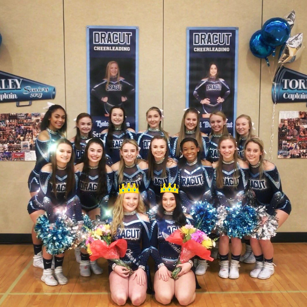DracutCheer's tweet photo. Boys Basketball Game @ Home v. Tewksbury. Honoring our Senior Captains Haley & Tori tonight! Next year will not be the same without the both of you! 💙⚓️
#DHSVC4L #YCNRAL https://t.co/CZbjjOy3wk