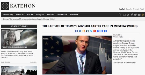 18. Katehon website covered  #CarterPage’s visit to Moscow. “After the reunification of  #Crimea with  #Russia and the beginning of operations in Ukraine, [Page] was one of the few American experts who called for understanding the actions of Russia."