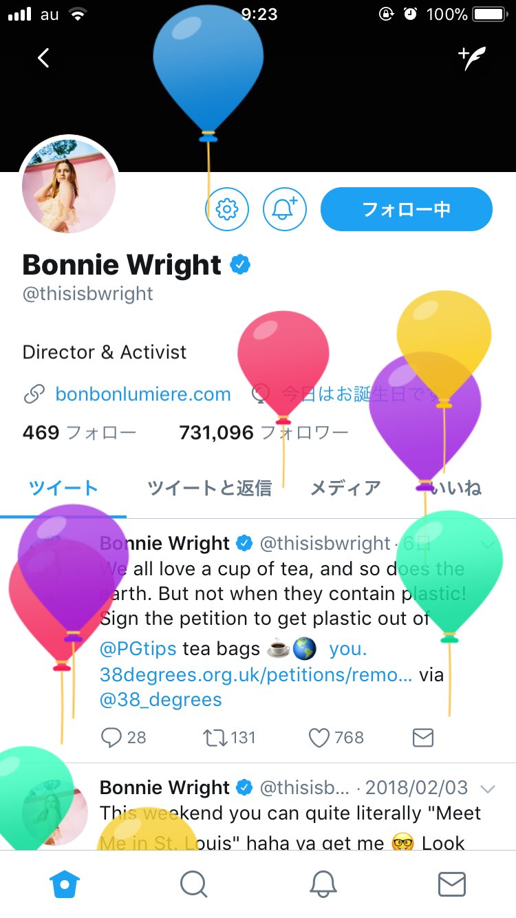 Happy birthday .  
Bonnie Wright      