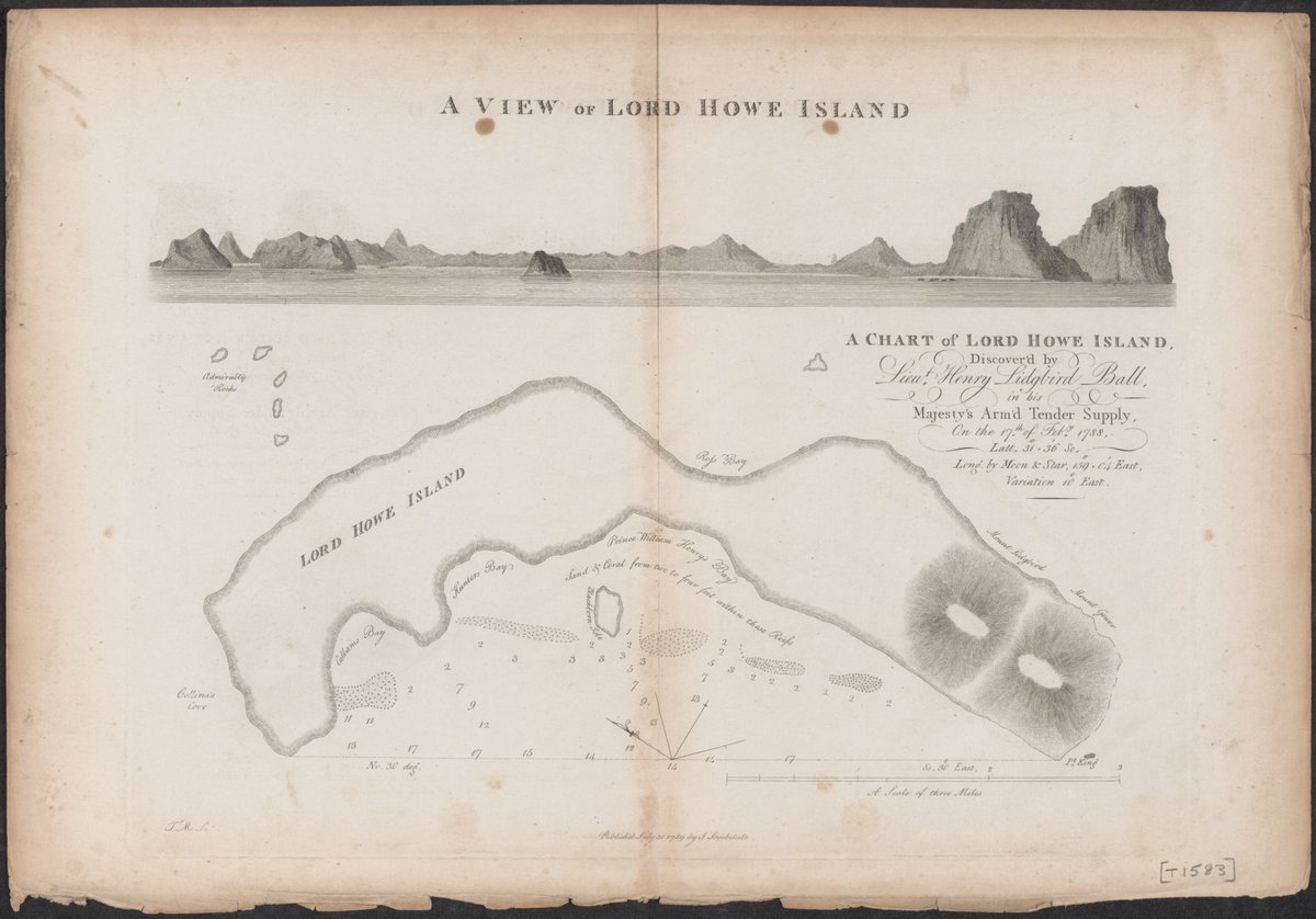 SarahWardAU's tweet photo. Chart of Lord Howe Island drawn #OnThisDay 17 February 1788 #maritime #heritage courtesy #OTHD #maritime #history #archaeology #Australia https://t.co/NKWLPHN8Ox