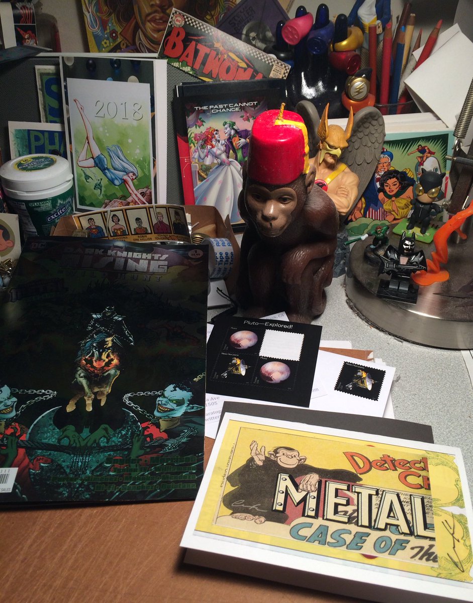 ChuckBrouilette's tweet photo. gonna try to maintain posting pre #USPS posts of my weekly #artCommentCards this week's recognizes #DarkKnightsRisingTheWildHunt & features #PlutoExplored! in honor of #BoboExplored #DetectiveChimp @grantmorrison https://t.co/ZIRxGHew23
