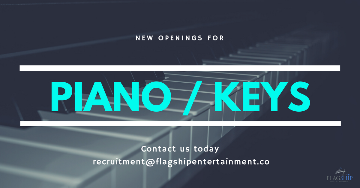 Flagship_Ent's tweet photo. Calling all #pianists! We have new openings in the showband onboard a major cruise line! Apply today to set up a quick audition https://t.co/drrX9ftQzl 
#piano #auditions #musicians #FlagshipEntertainment https://t.co/PEiusK03OB