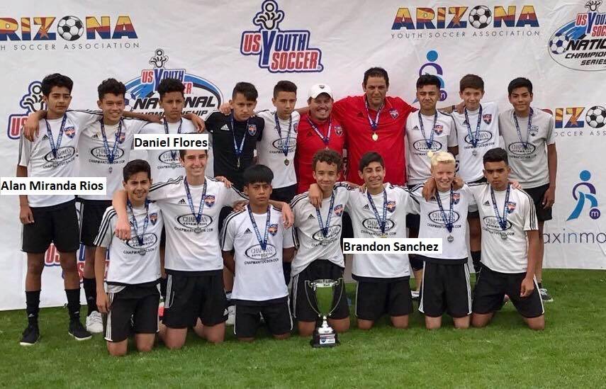 PlayTVSC's tweet photo. Congratulations to Alan Miranda Rios, Brandon Sanchez, &amp; Daniel Flores from our TVSC 03 Boys AYSA State Soccer Championship team!These 3 have been invited to the Real Salt Lake AZ I.D. https://t.co/5hdJIn0R1H have made your coaches, your community, and your Club proud. https://t.co/azvoqcvV8M