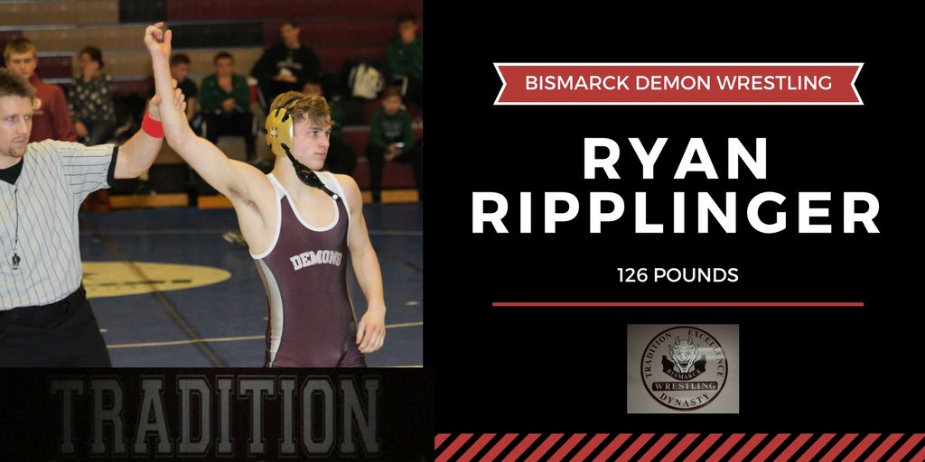 bhsdemonwrestle's tweet photo. Going to the 2018 ND State Finals!! 126 Ryan Ripplinger!! https://t.co/D68GnmzS3h
