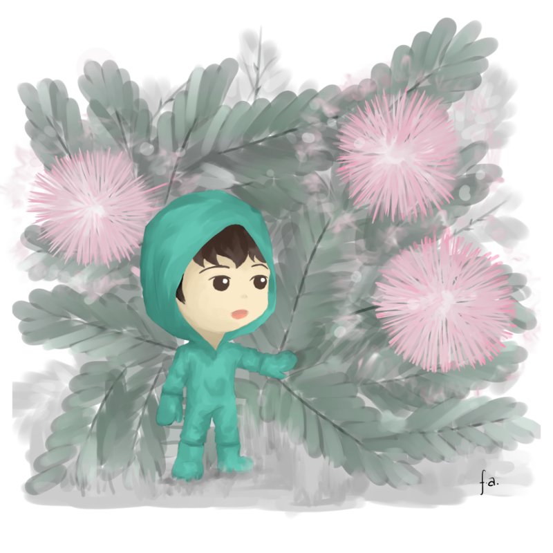 fjas_ari's tweet photo. It's mimosa pudica flower, looks like dandelion but more colorful. You know, she is a sensitive plants, when you touched her, she will closed his leaf because she is shy, and she has thorns so be careful
#colour_collective #botopink #illustration #kidlitart #digitalart #Art https://t.co/CZ5ASJGsNc